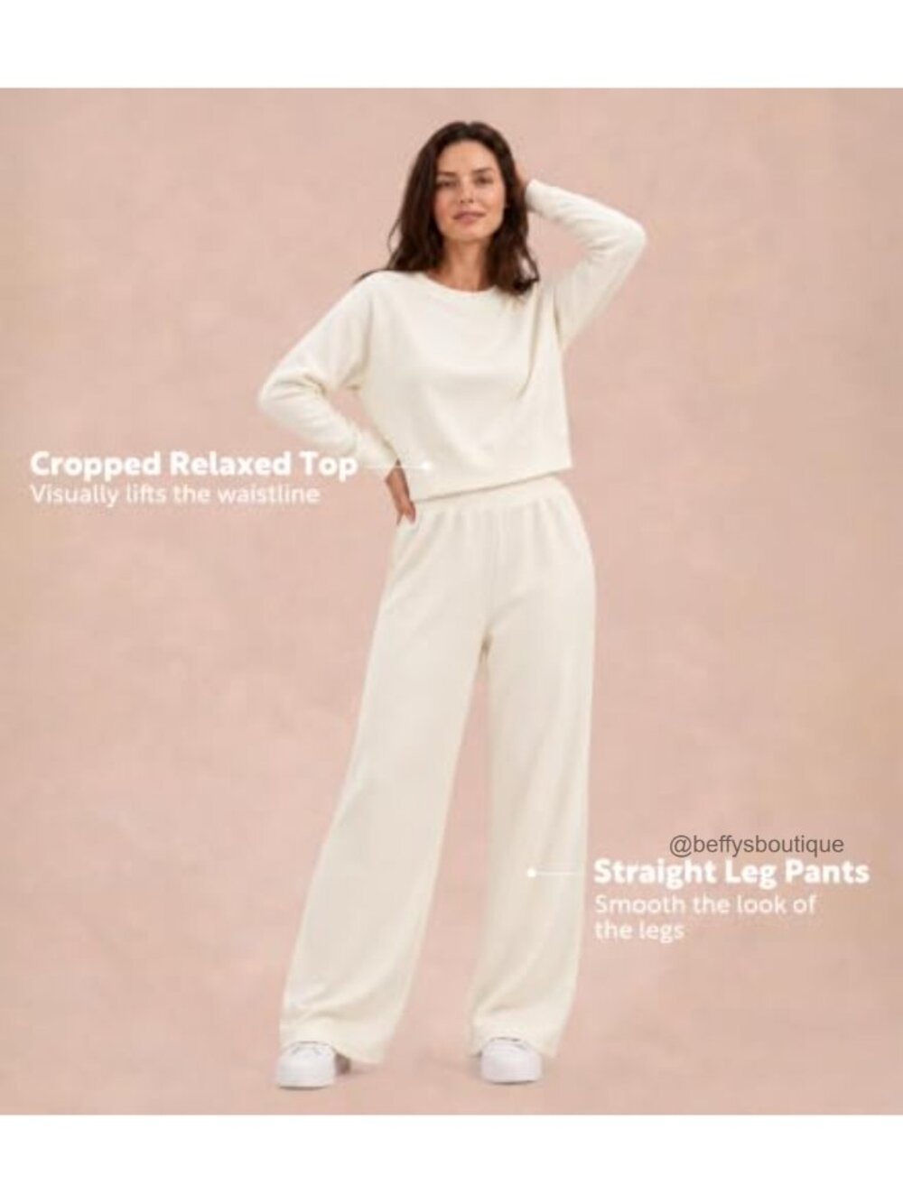 Women's 2 Piece Lounge Set Cotton Modal Wide Leg Sweatsuit - Picture 4 of 5